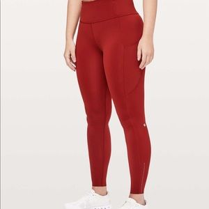 Lululemon Fast and Free Full Length Tight Dark Sport Red 
Sz 4